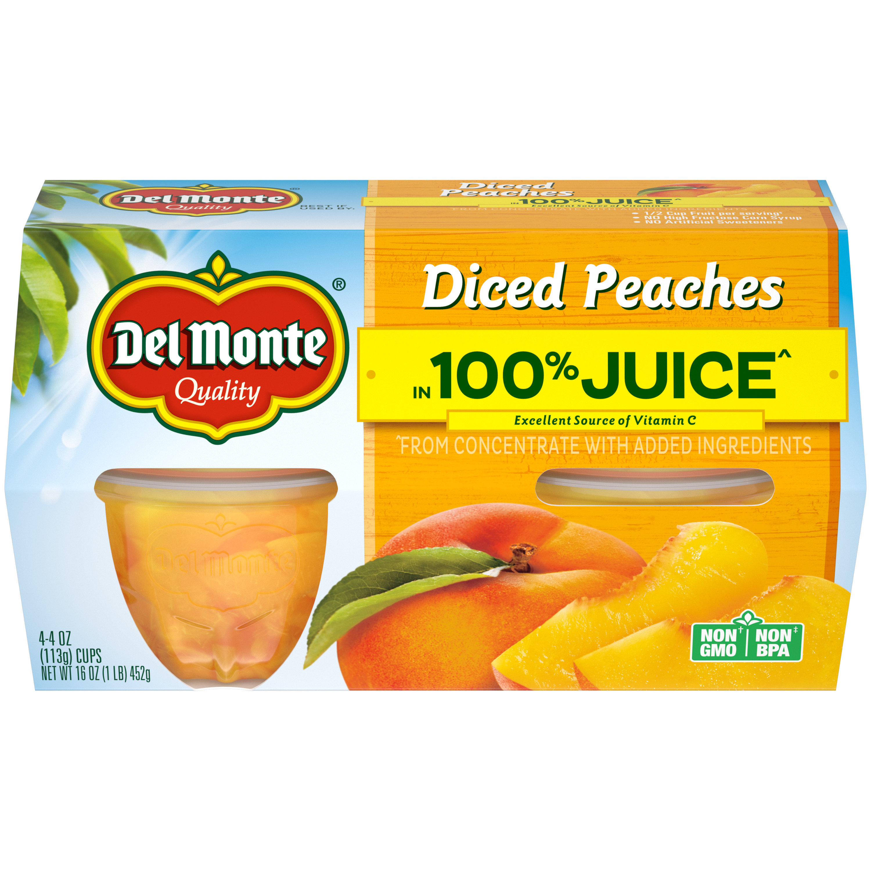 Diced Peaches in 100% Juice, Fruit Cup® Snacks | Del Monte®